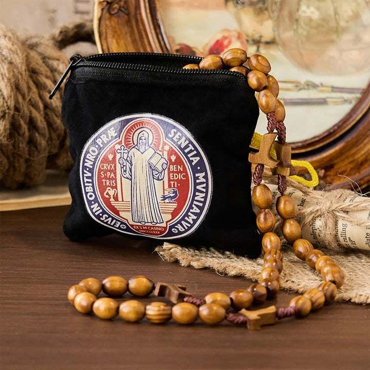 Modern Style St. Benedict Practical Velvet Religion Jewelry Storage Bag - image 2