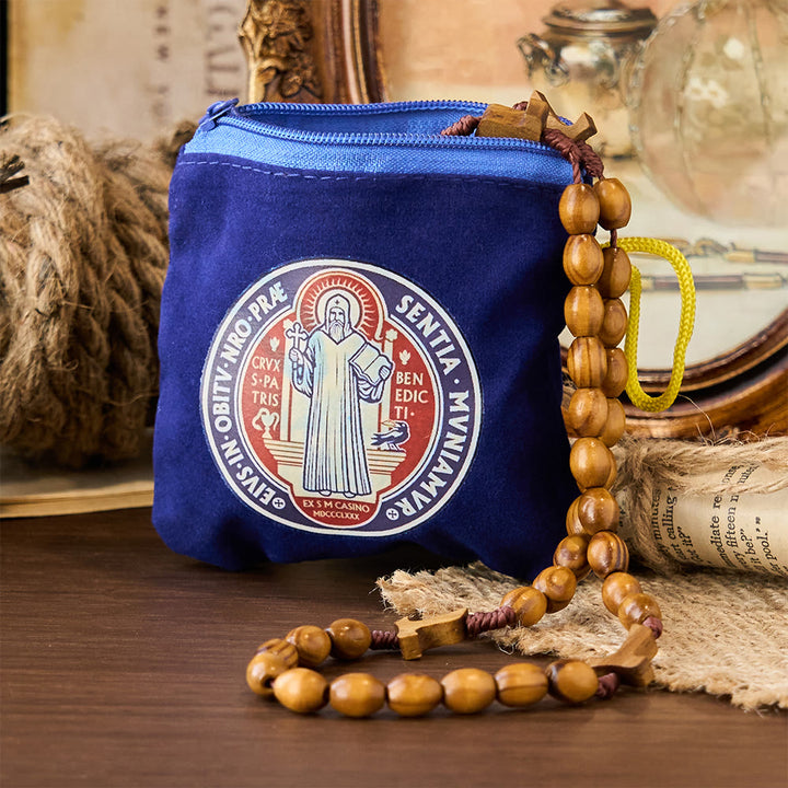 Modern Style St. Benedict Practical Velvet Religion Jewelry Storage Bag - image 5