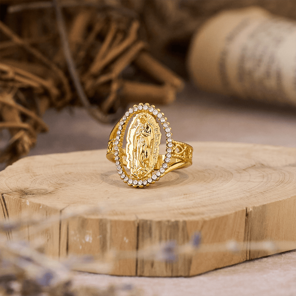 Christianartworkshop Our Lady of Guadalupe Faith Crafted Divine Grace Golden Ring - US 10 - image 0