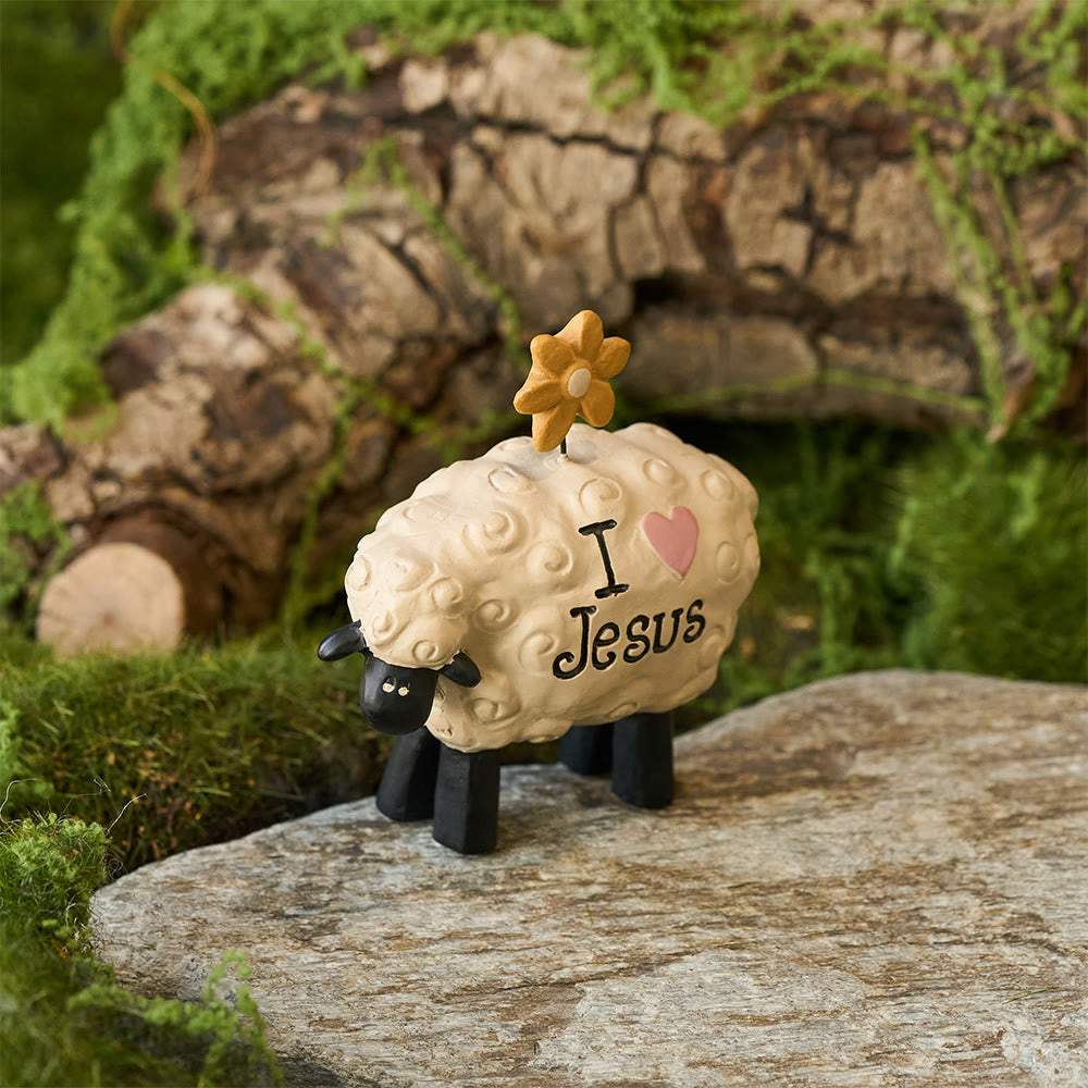Christianartworkshop I love Jesus The LORD is my shepherd Cute Little Sheep Desktop Ornament - image 1