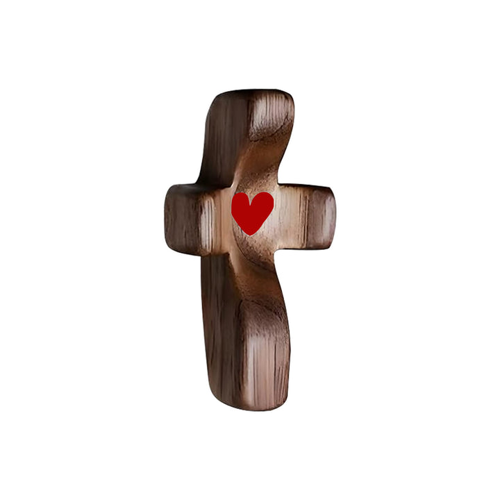 Modern Style Walnut Multicolor Thumb Cross Praying Handle Ornaments - Deep-red - image 3