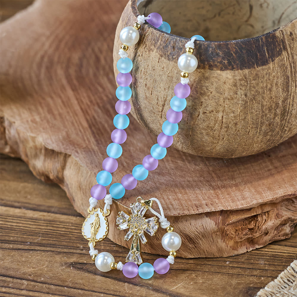 Christianartworkshop Dreamy Purple & Blue Pastel Serenity Our Lady Rosary: Delicate Faith Companion - image 4