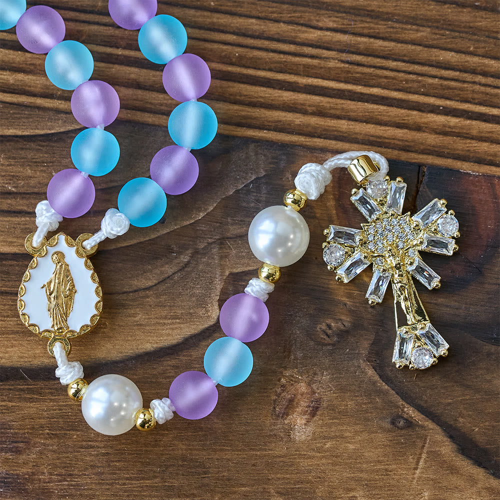 Christianartworkshop Dreamy Purple & Blue Pastel Serenity Our Lady Rosary: Delicate Faith Companion - image 6