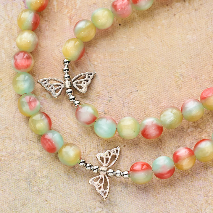 Christianartworkshop Tri-Color Fantasy Rosary with Whimsical Butterfly Wing Accents & Divine Mercy Devotion - image 6