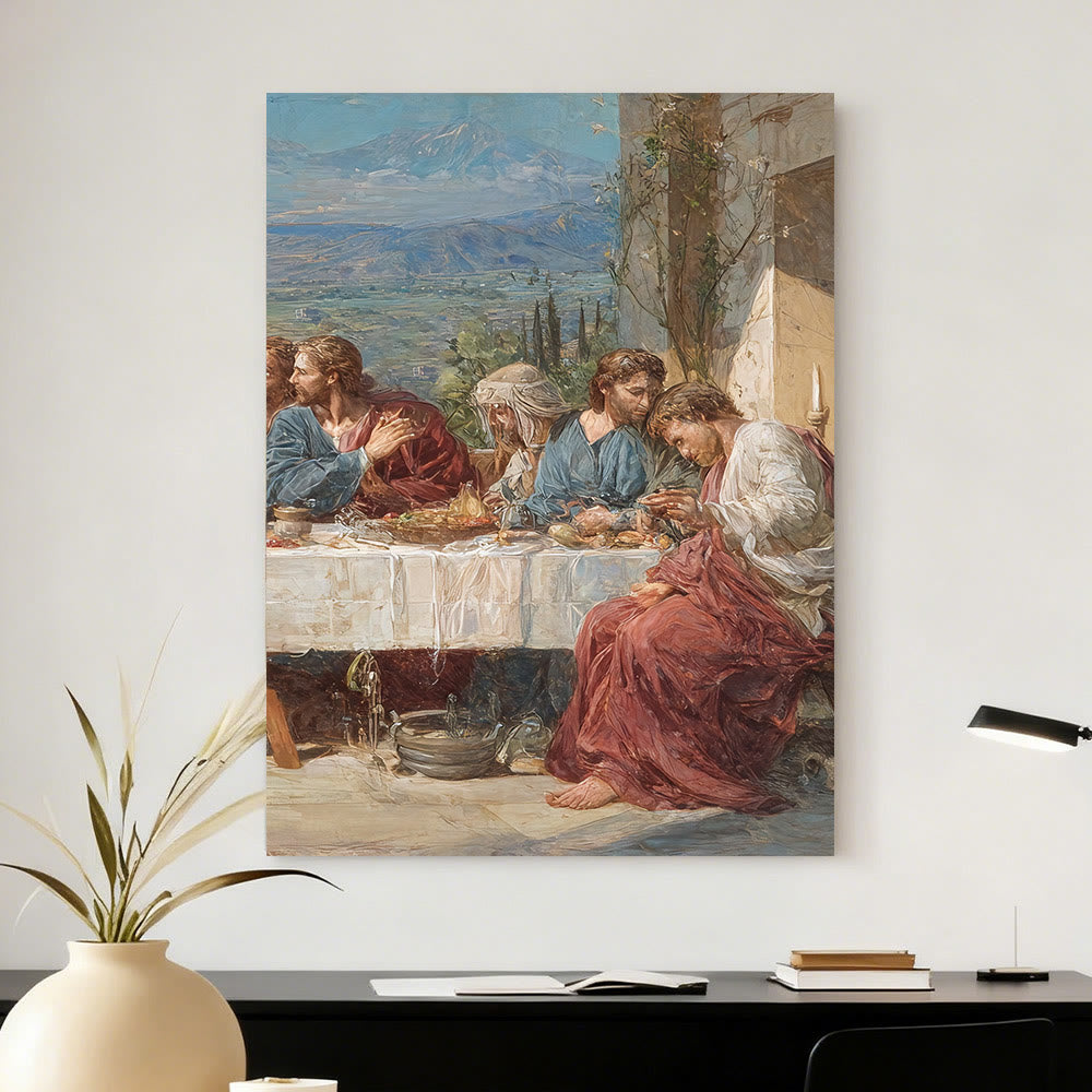 Christianartworkshop Sacred Feast with Jesus in Serene Valley Canvas Wall Art Set: Serene Companion of Home Grace - image 6