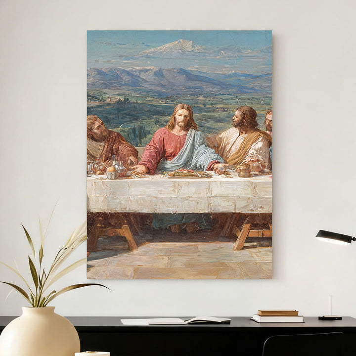Christianartworkshop Sacred Feast with Jesus in Serene Valley Canvas Wall Art Set: Serene Companion of Home Grace - image 5