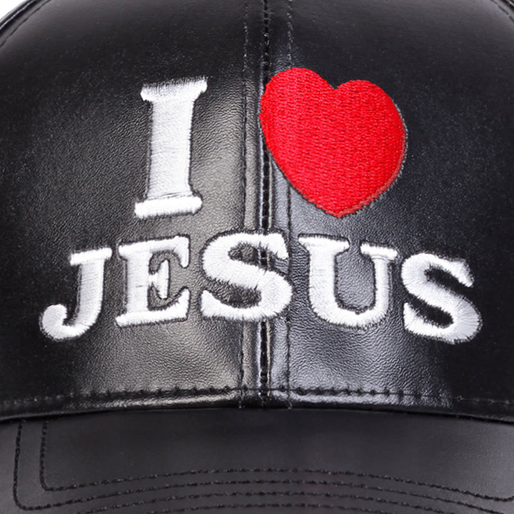 Christianartworkshop Devoted Love I Love JESUS PU Leather Baseball Cap: Wear Your Faith Boldly - image 3