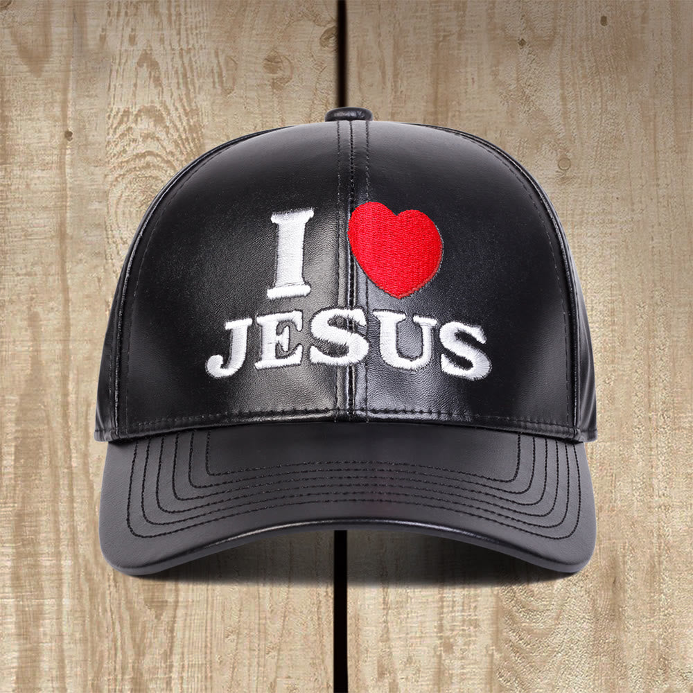 Christianartworkshop Devoted Love I Love JESUS PU Leather Baseball Cap: Wear Your Faith Boldly - image 2