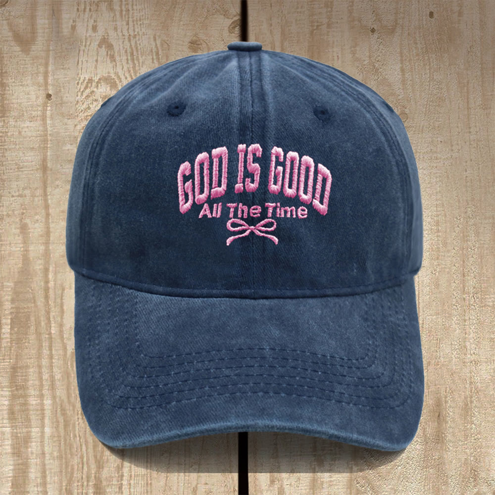 Christianartworkshop God Is Good All The Time Washed Cotton Baseball Cap: Wear the Truth of His Goodness - Navy Blue - image 15