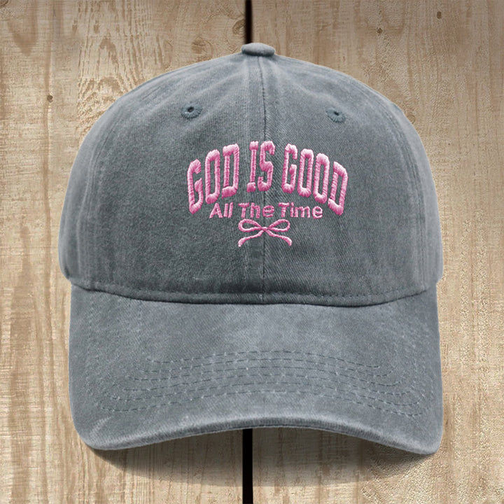 Christianartworkshop God Is Good All The Time Washed Cotton Baseball Cap: Wear the Truth of His Goodness - Grey - image 4