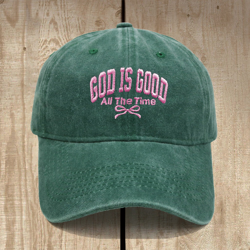Christianartworkshop God Is Good All The Time Washed Cotton Baseball Cap: Wear the Truth of His Goodness - Dark Green - image 17