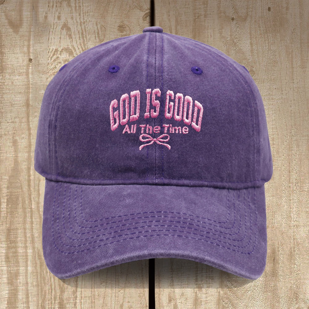 Christianartworkshop God Is Good All The Time Washed Cotton Baseball Cap: Wear the Truth of His Goodness - Purple - image 16