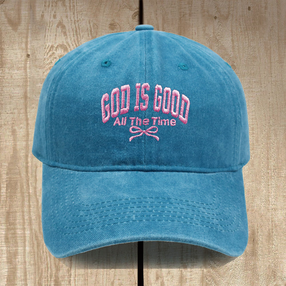 Christianartworkshop God Is Good All The Time Washed Cotton Baseball Cap: Wear the Truth of His Goodness - Lake Blue - image 12
