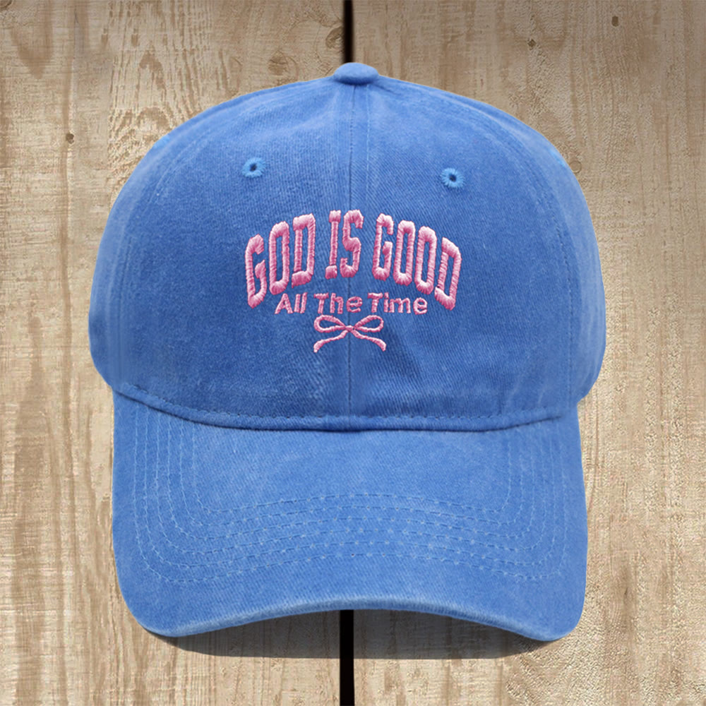 Christianartworkshop God Is Good All The Time Washed Cotton Baseball Cap: Wear the Truth of His Goodness - Sky Blue - image 13