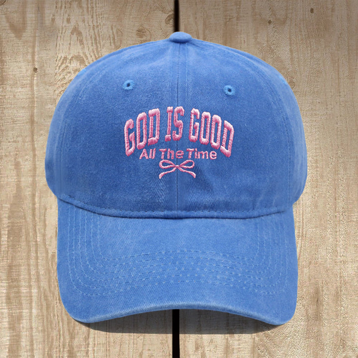 Christianartworkshop God Is Good All The Time Washed Cotton Baseball Cap: Wear the Truth of His Goodness - Sky Blue - image 13