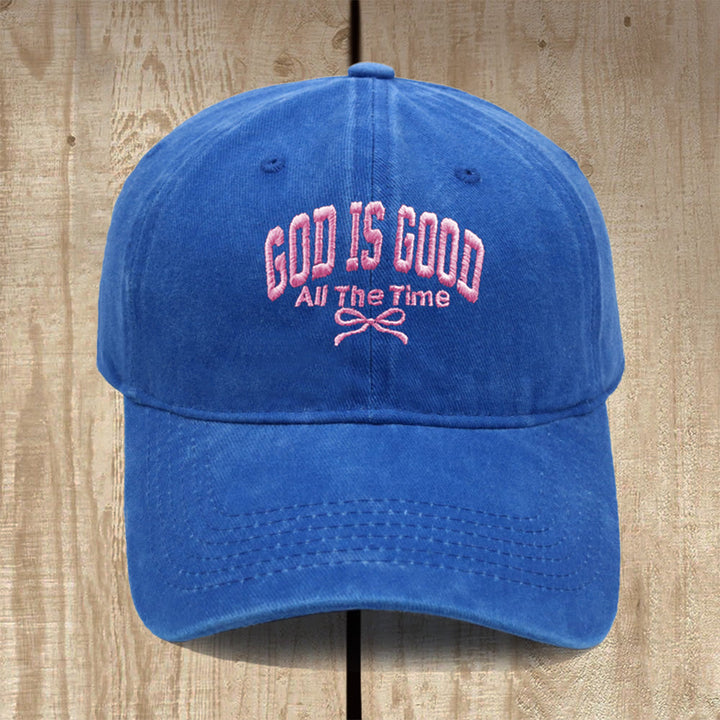 Christianartworkshop God Is Good All The Time Washed Cotton Baseball Cap: Wear the Truth of His Goodness - Royal Blue - image 14