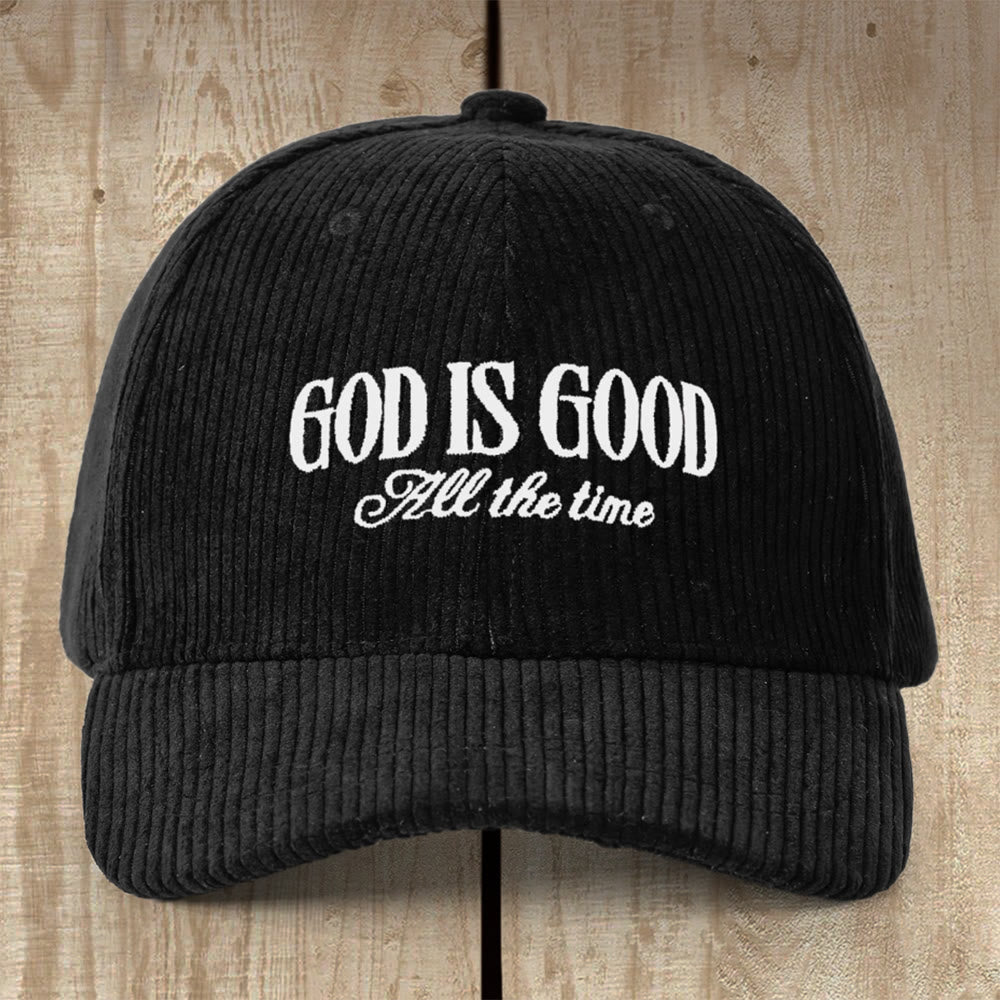 Christianartworkshop Corduroy God Is Good Cap: A Daily Reminder of His Constant Goodness - Black - image 3