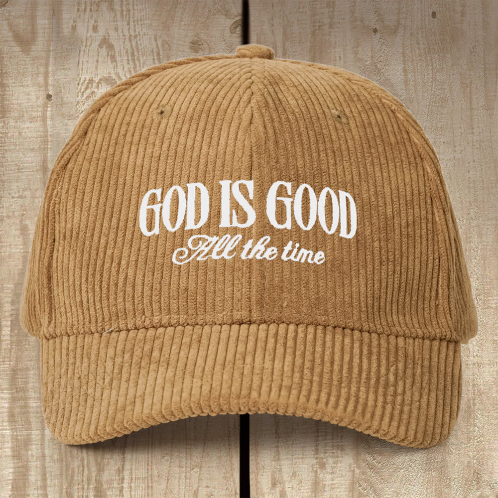 Christianartworkshop Corduroy God Is Good Cap: A Daily Reminder of His Constant Goodness - Khaki - image 4
