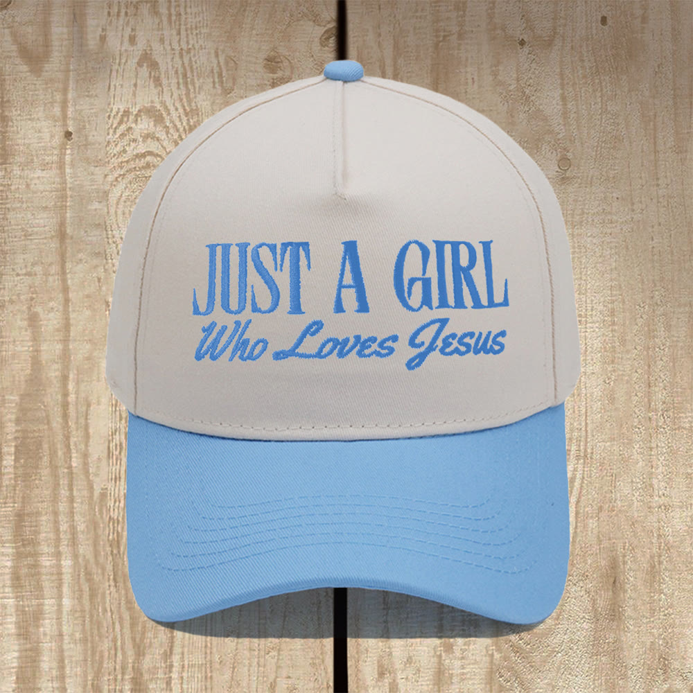 Christianartworkshop Just A Girl Who Loves Jesus Structured Baseball Cap: Wear Your Devotion with Pride - Sky Blue - image 7