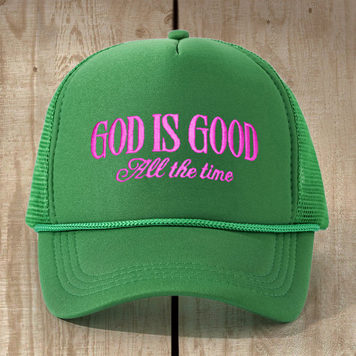 Christianartworkshop Multi-Color God Is Good Trucker Cap: Ground Your Faith in His Unchanging Love - Green - image 2