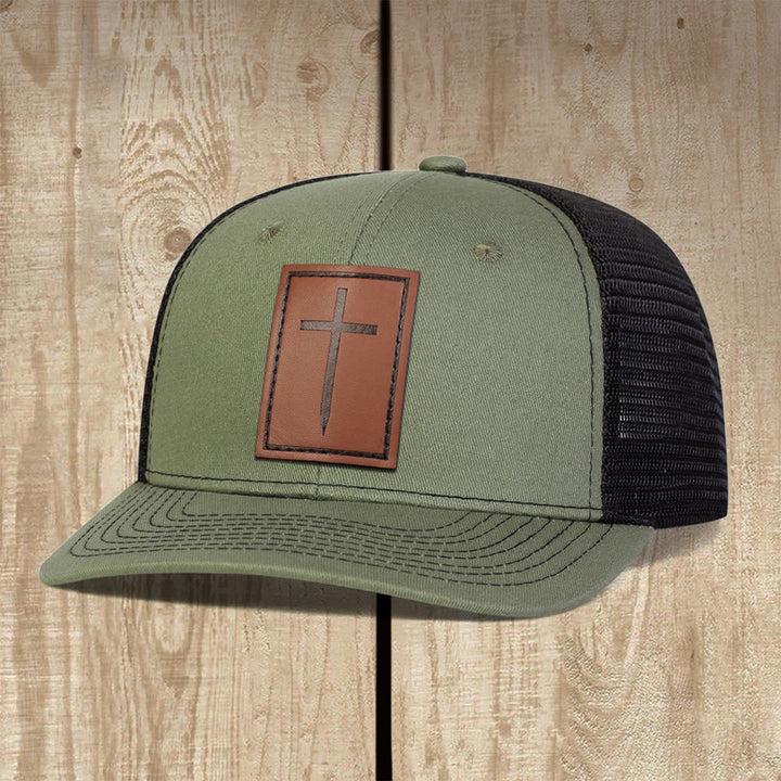Christianartworkshop Rugged Cross Trucker Cap: A Confident Witness of Faith in Daily Life - Army Green - image 4