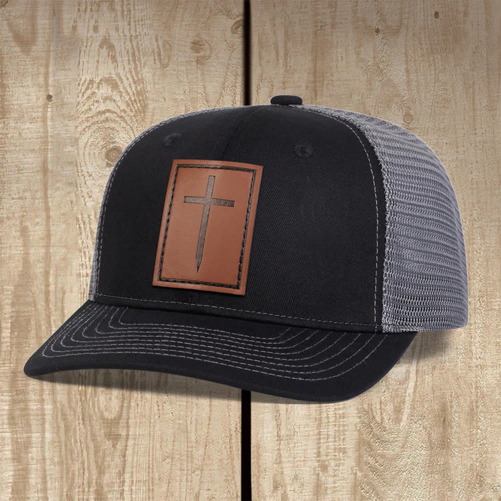 Christianartworkshop Rugged Cross Trucker Cap: A Confident Witness of Faith in Daily Life - Black - image 0