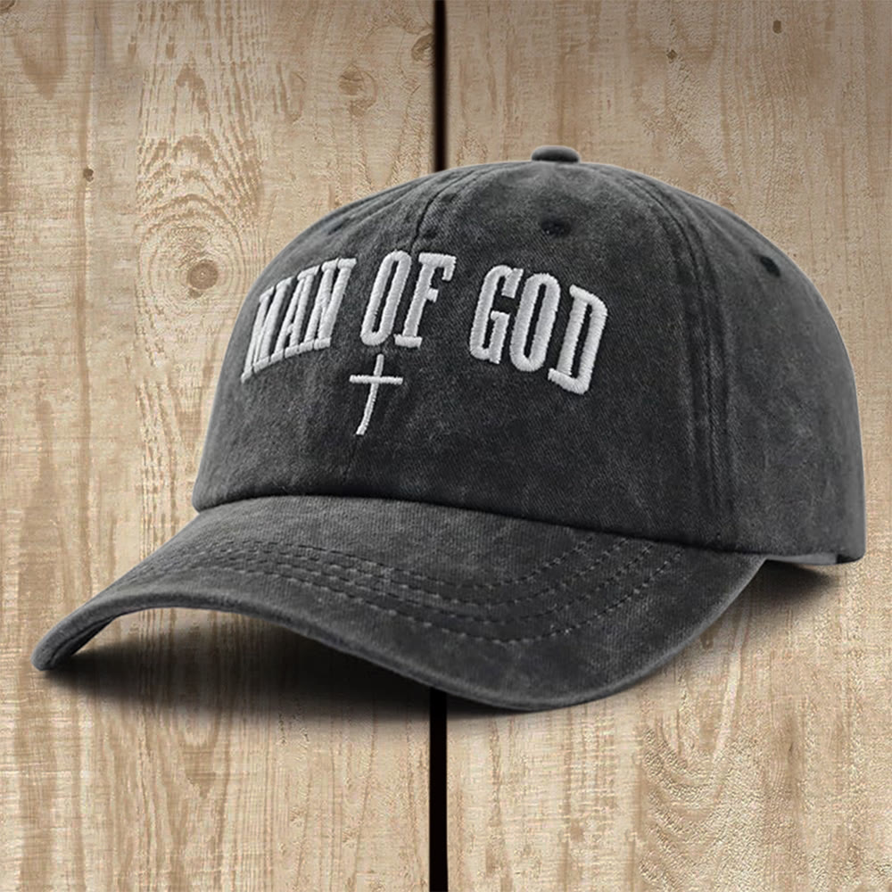 Christianartworkshop Man of God Washed Cotton Baseball Cap: Wear Your Divine Identity with Pride - Black - image 0