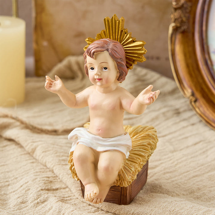 Christianartworkshop Lifelike Infant Jesus Manger Figurine Collection: A Symbol of the Sacred Miracle of Birth - Seated Holy Infants S Size - image 12