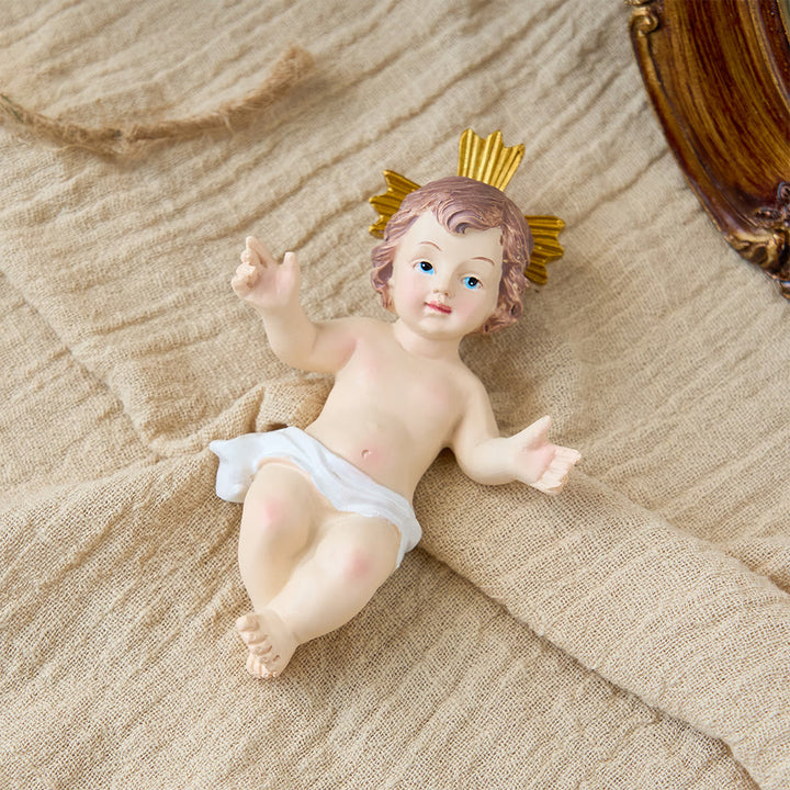 Christianartworkshop Lifelike Infant Jesus Manger Figurine Collection: A Symbol of the Sacred Miracle of Birth - Holy Infant with Cross - image 5