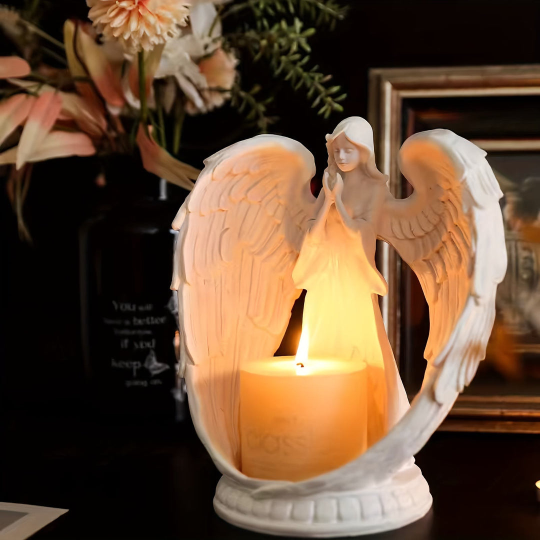 Christianartworkshop Guardian Angel Candle Holder with Outstretched Wings: Embody Divine Protection and Peace - Guardian Angel - image 0