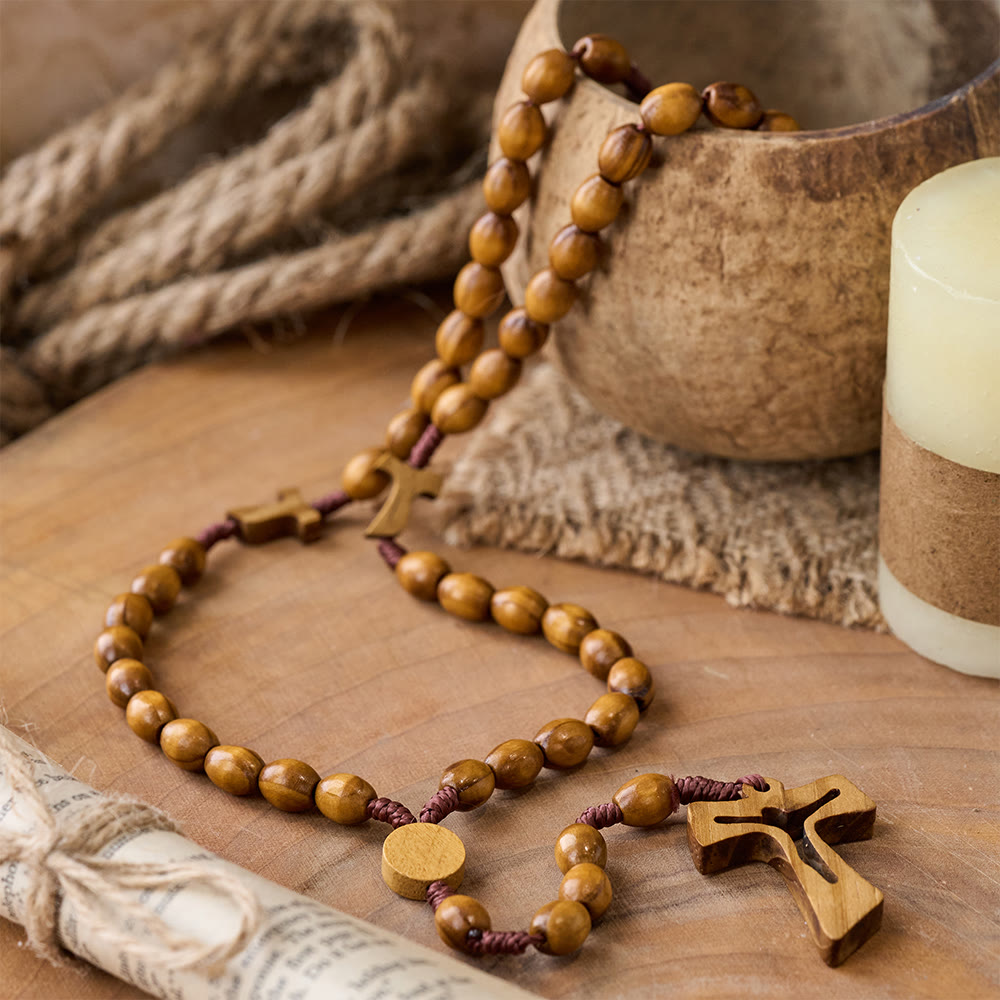 Christianartworkshop Handcrafted Wooden Rosary with Carved Cross: Embody Devotion and Timeless Prayer - image 4
