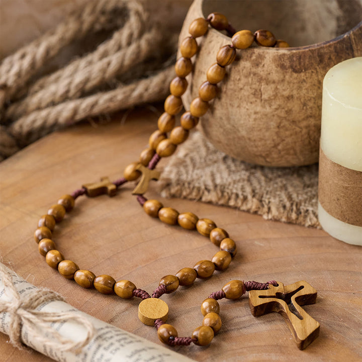 Christianartworkshop Handcrafted Wooden Rosary with Carved Cross: Embody Devotion and Timeless Prayer - image 4