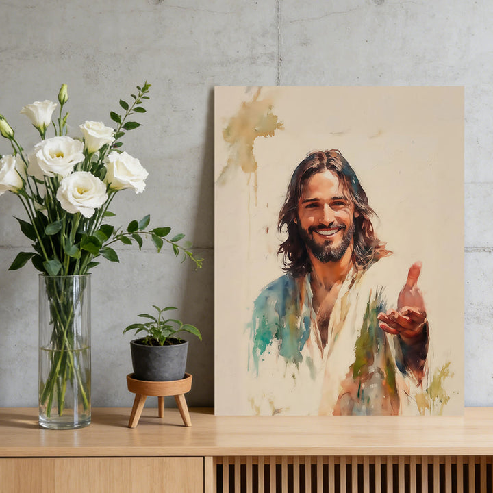 Christianartworkshop Jesus Outstretched Hand Wall Art Prints: A Symbol of His Inviting Grace - Framed Canvas Painting - 11.81''*15.75''0.71"/30*40*1.8cm - image 0