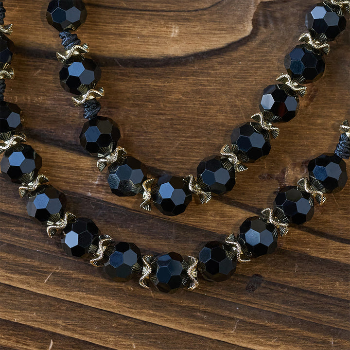 Christianartworkshop Elegant Black Faceted Glass Rosary with Our Lady Red Enamel Cross - image 8