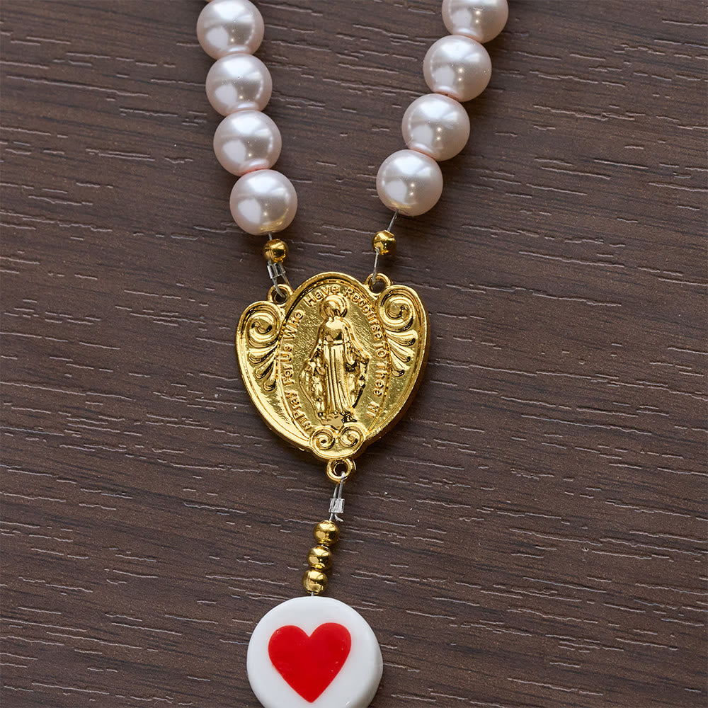 Christianartworkshop Love & Faith Pink Rosary with Graceful Our Lady Center & Cross - image 8