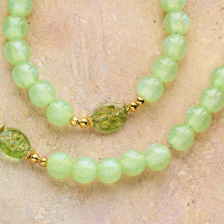 Christianartworkshop Celtic Blessing Shimmering Green Rosary: Lucky Shamrock with Golden Charm - image 7