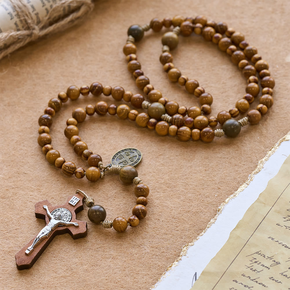 Christianartworkshop Heritage Natural Wood Traditional Rosary: Mixed Yellow Sandalwood, Green Sandalwood & Pine - Sandalwood & Green Sandalwood & Pine - image 0