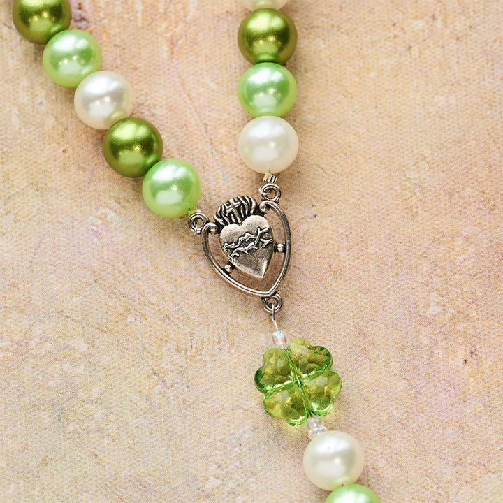 Christianartworkshop Gradient Green Lucky Faith Rosary with Sacred Heart & Celtic Cross - image 8