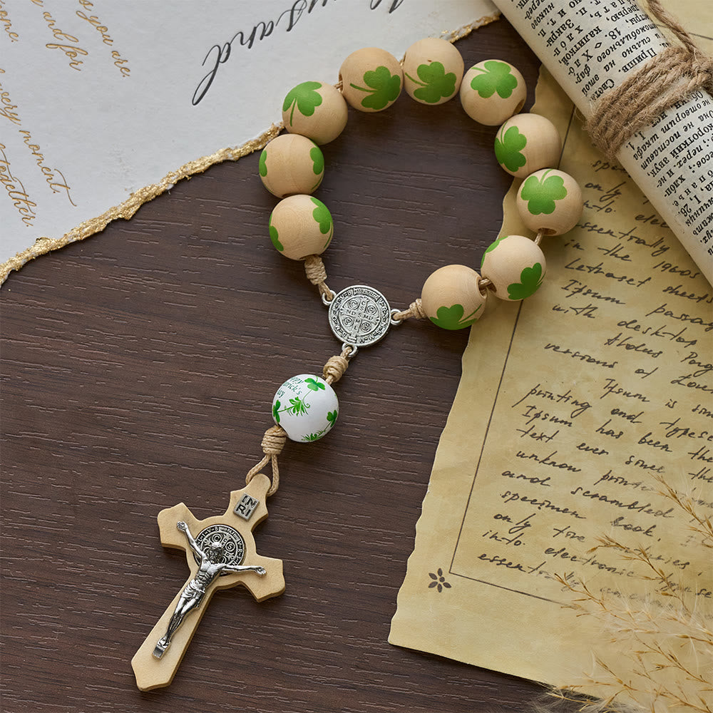 Christianartworkshop Irish Blessing Wood Pocket Rosary for St. Patrick's Day Gift - image 3
