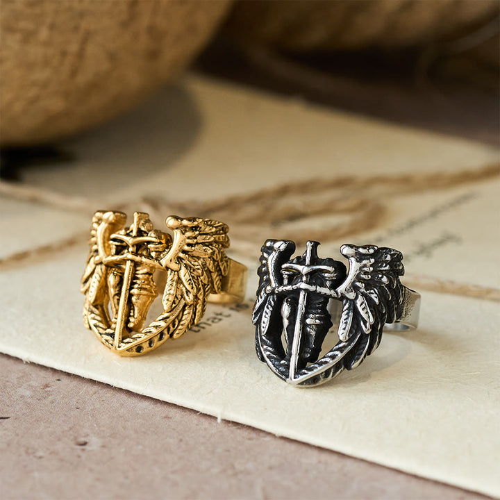Christianartworkshop Archangel Michael Winged Sword Ring: A Symbol of Divine Protection - image 0