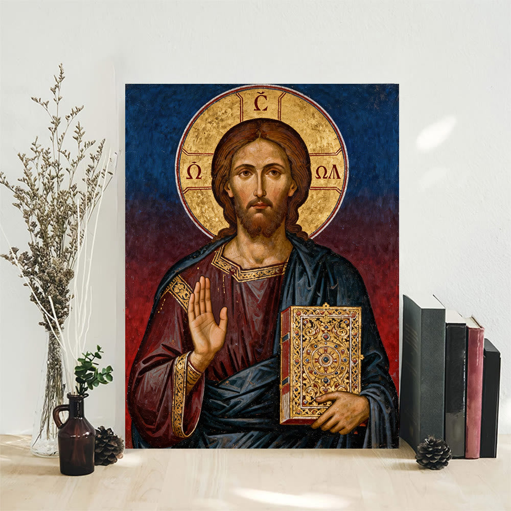 Christianartworkshop Christian Artwork Pantocrator Art Canvas: Divine Authority & Timeless Devotion - Framed Canvas Painting - 11.81''*15.75''0.71"/30*40*1.8cm - image 0