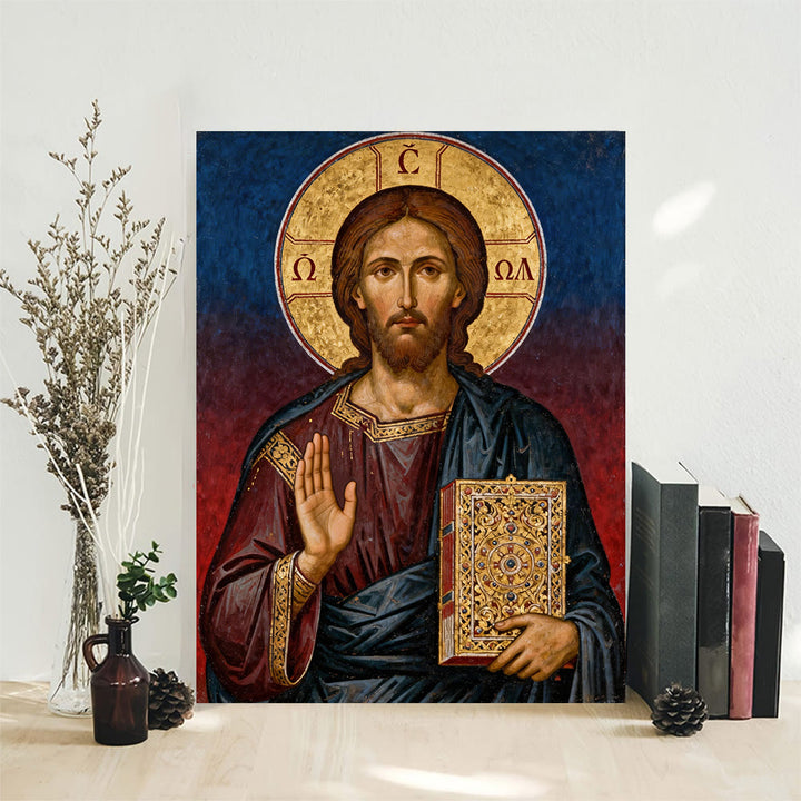 Christianartworkshop Christian Artwork Pantocrator Art Canvas: Divine Authority & Timeless Devotion - Framed Canvas Painting - 11.81''*15.75''0.71"/30*40*1.8cm - image 0