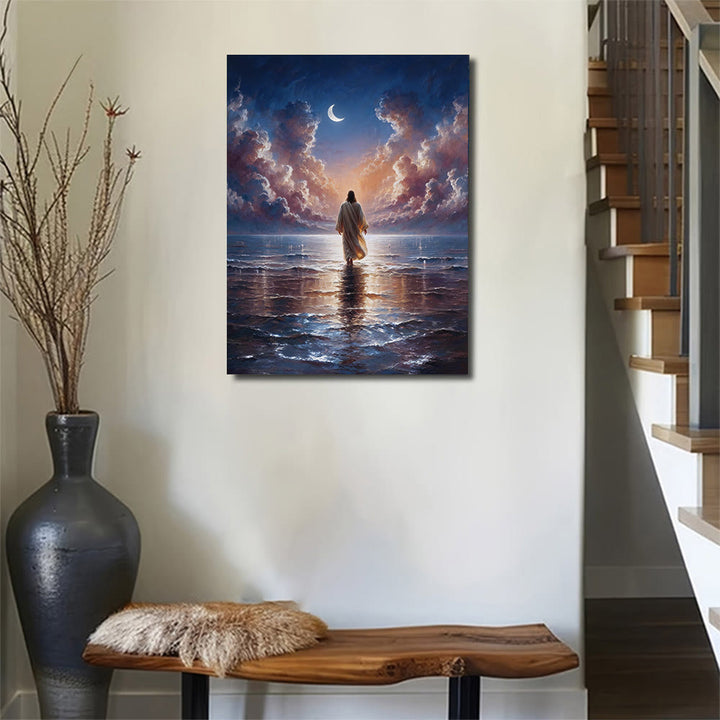 Christianartworkshop Easter Twilight Waters Jesus Faith Wall Art Print: A Daily Reminder of His Calm - image 1