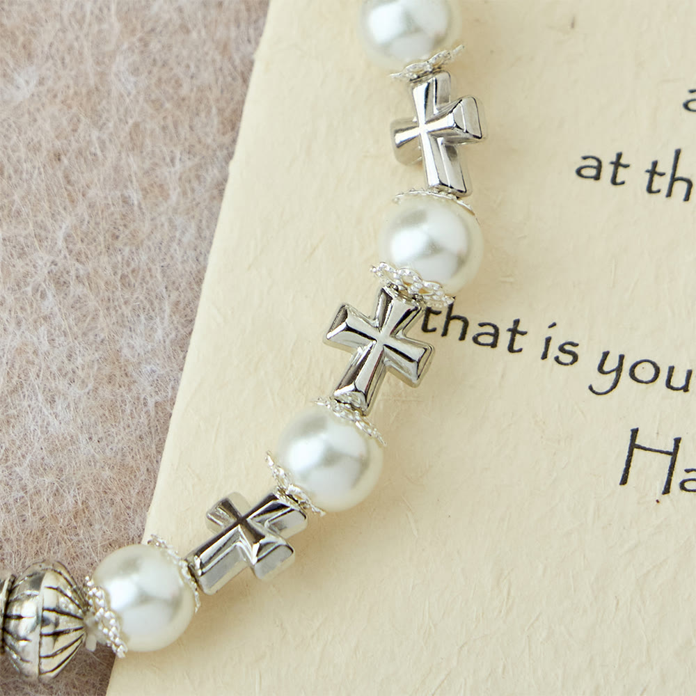 Christianartworkshop Silver Cross Accent Beaded Bracelet: Embody the Grace of Prayerful Reflection - image 9