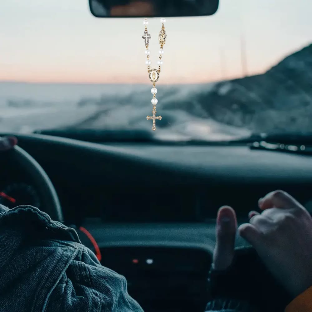 Christianartworkshop Elegant White Bead Rosary with Zircon Cross: A Timeless Symbol of Devotion and Grace - image 8