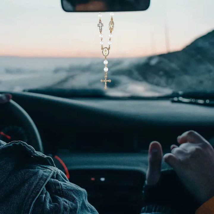 Christianartworkshop Elegant White Bead Rosary with Zircon Cross: A Timeless Symbol of Devotion and Grace - image 8