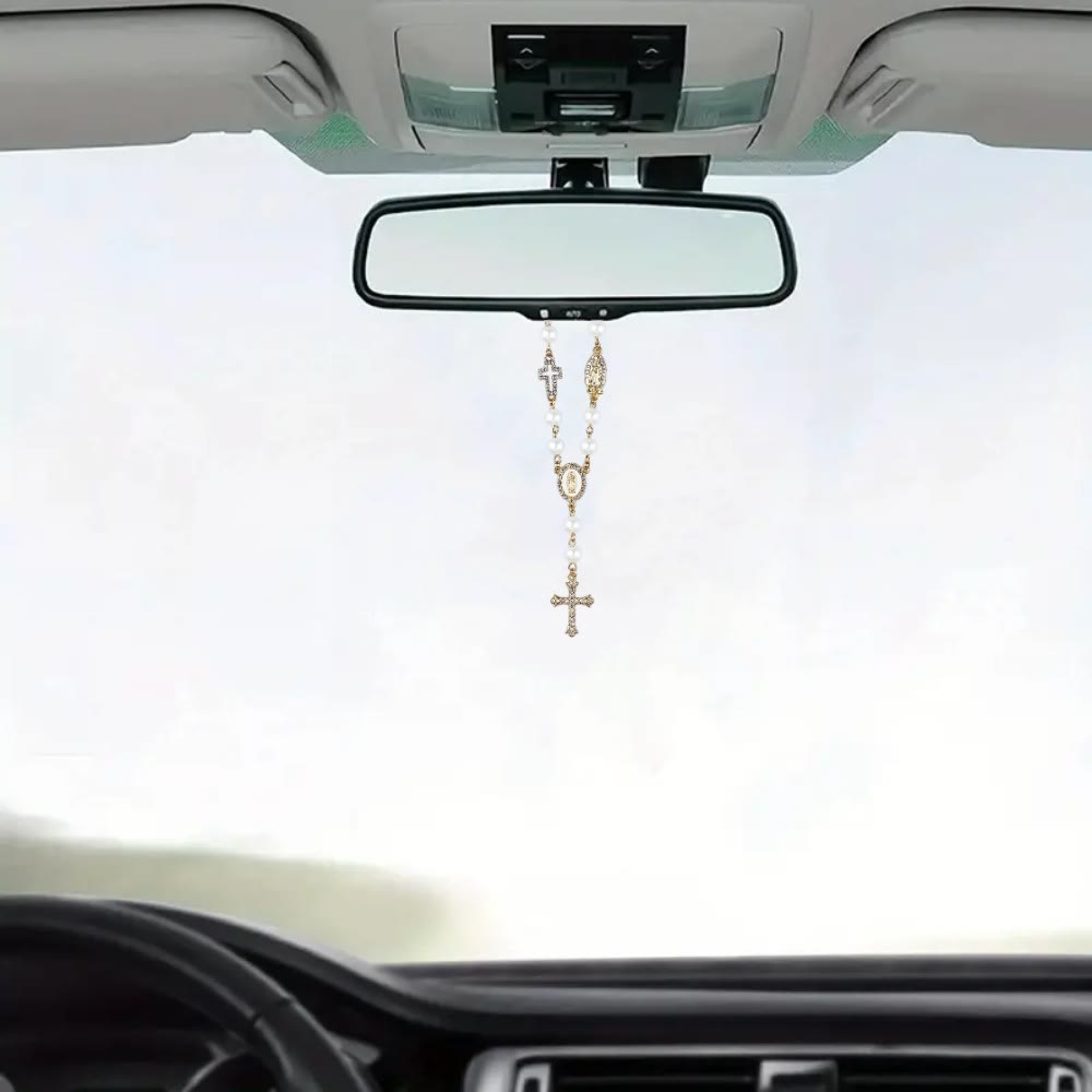 Christianartworkshop Elegant White Bead Rosary with Zircon Cross: A Timeless Symbol of Devotion and Grace - image 9