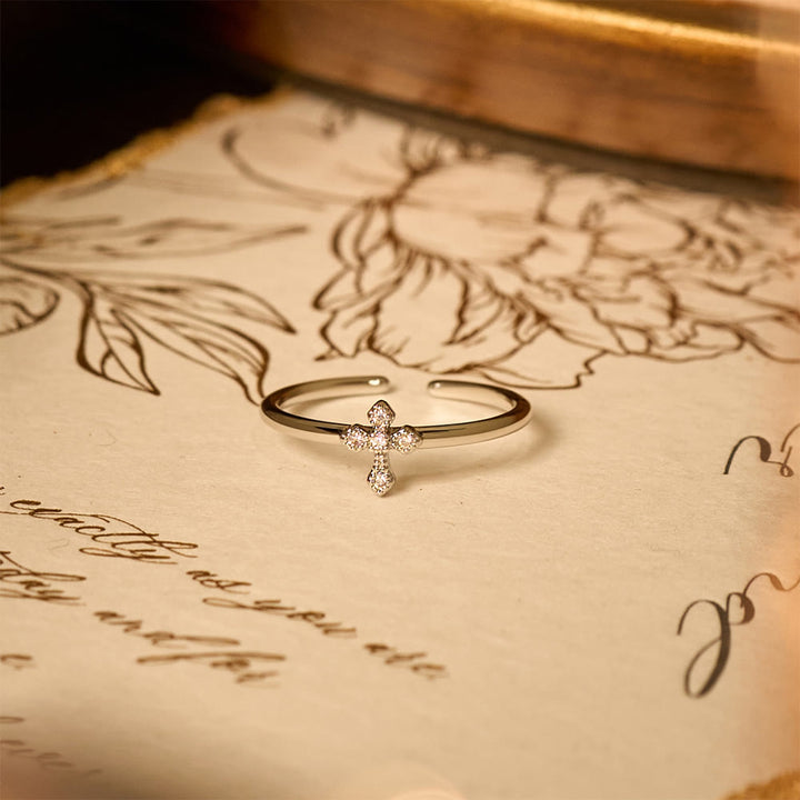 Christianartworkshop Zircon-Encrusted Cross Ring: Timeless Devotion in Golden, Silver, and Rosegold - image 6