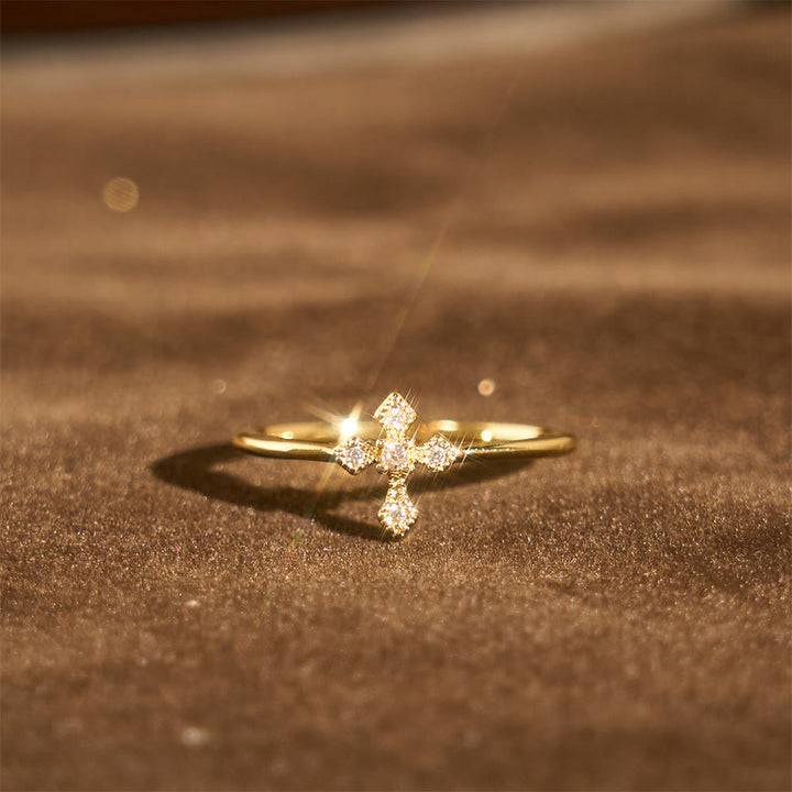 Christianartworkshop Zircon-Encrusted Cross Ring: Timeless Devotion in Golden, Silver, and Rosegold - image 2