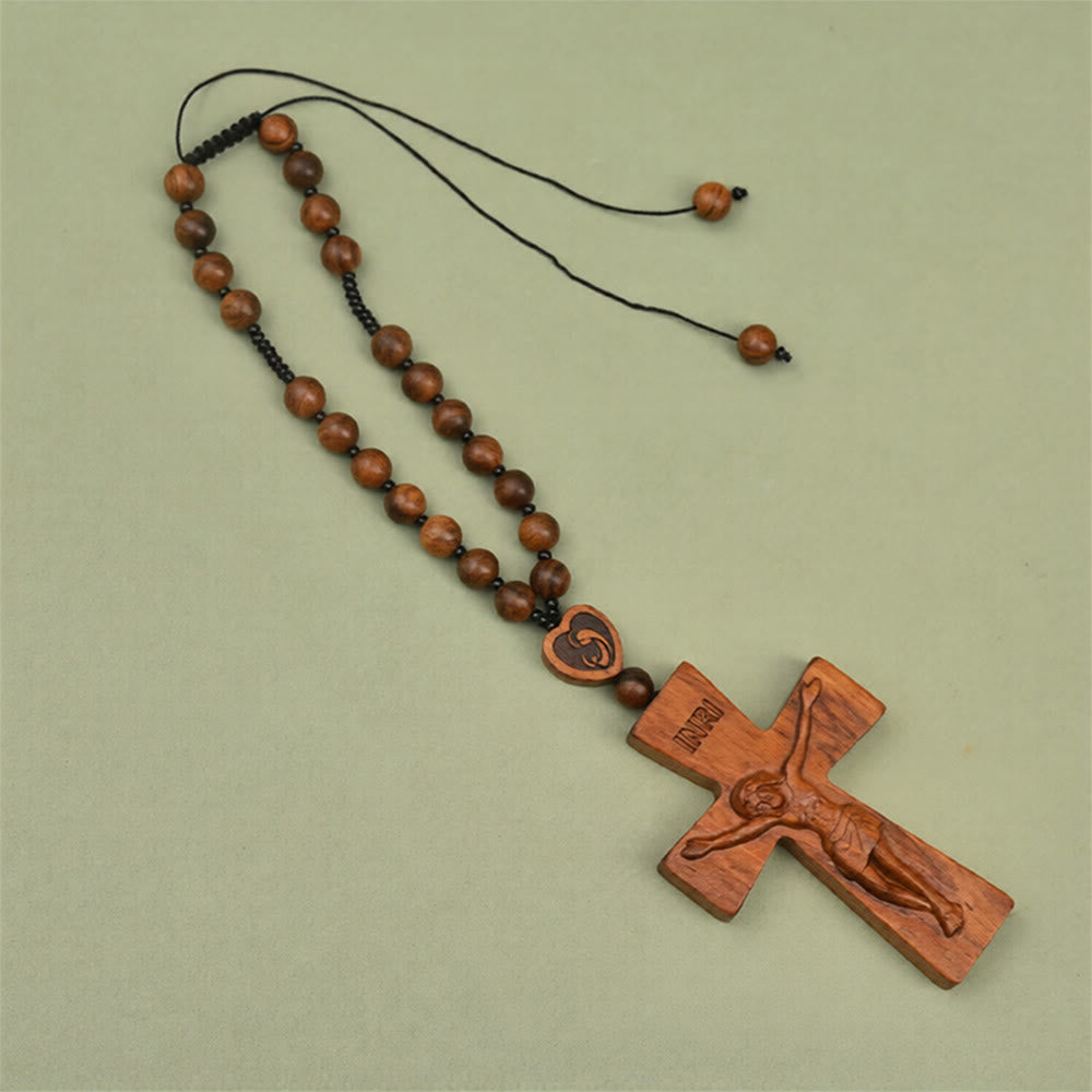 Christianartworkshop Two-Designed Crucifix Wooden Car Rosary Pendant: A Symbol of Traveler's Protection - Crucifix B - image 5